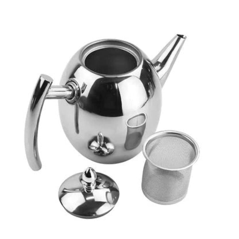 Teapot Stainless Steel 33 oz Built In Infuser Brushed Silver, Effortless Brewing 4