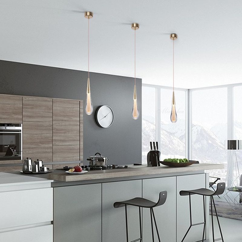 Teardrop Pendant Light - Elegant Glass Design for Kitchen & Living Rooms 0