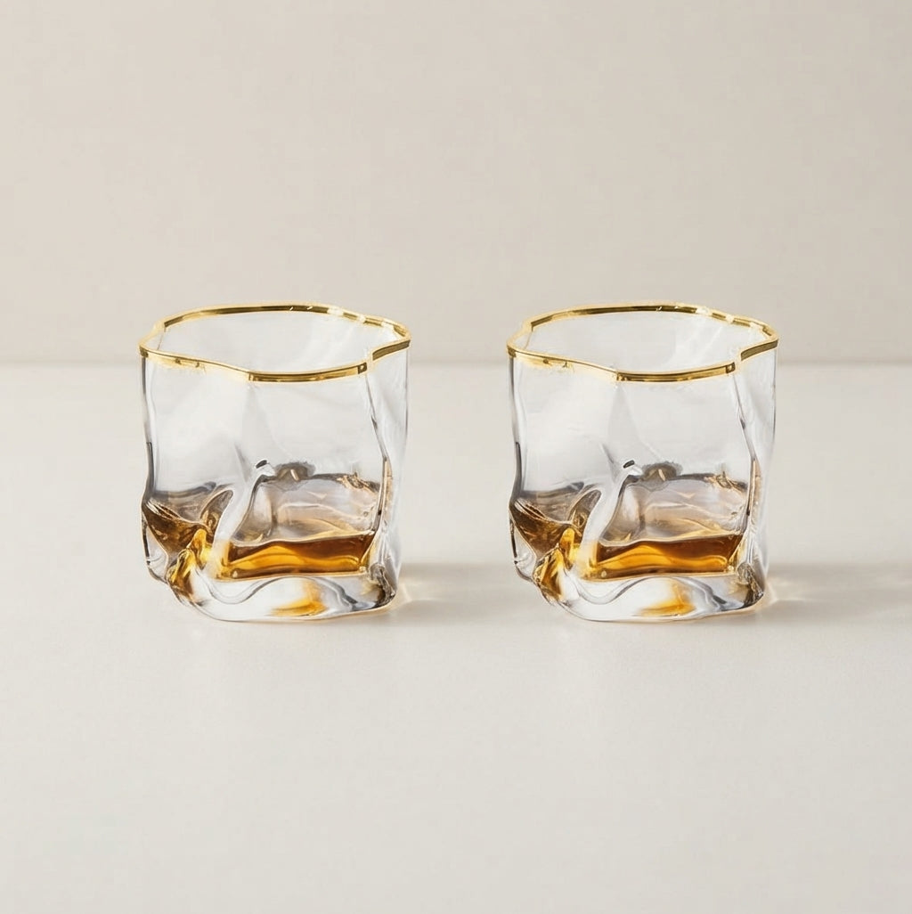 Texture Glass Set Durable Borosilicate Glass Set of 2 - 011