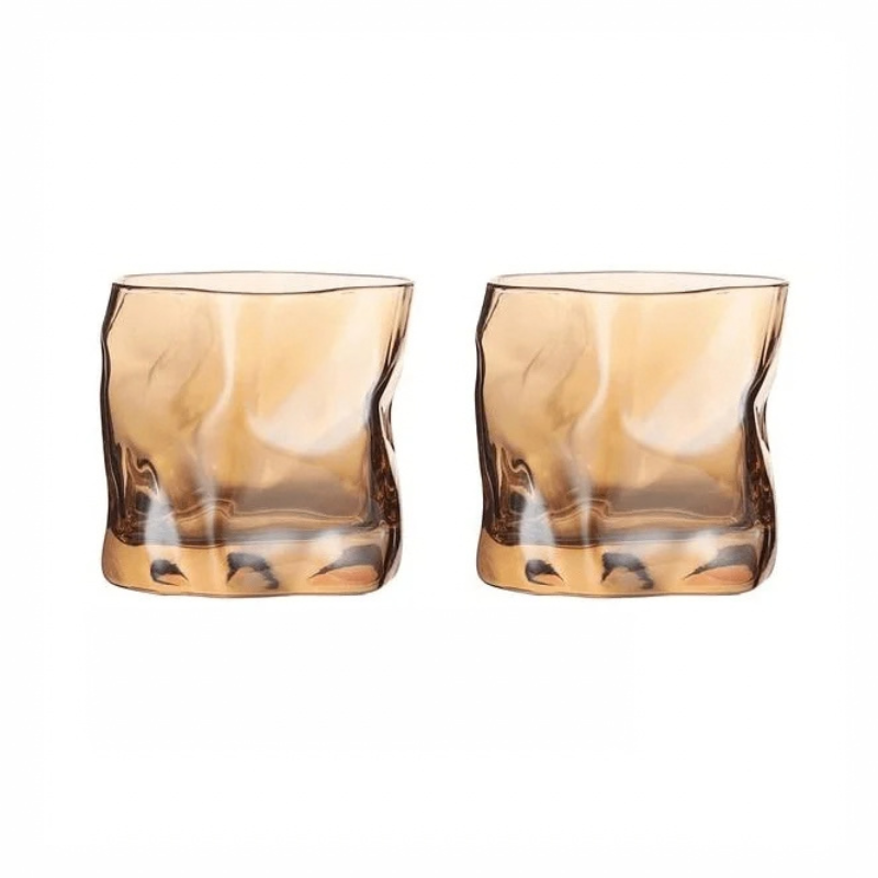Texture Glass Set Durable Borosilicate Glass Set of 2 - 08