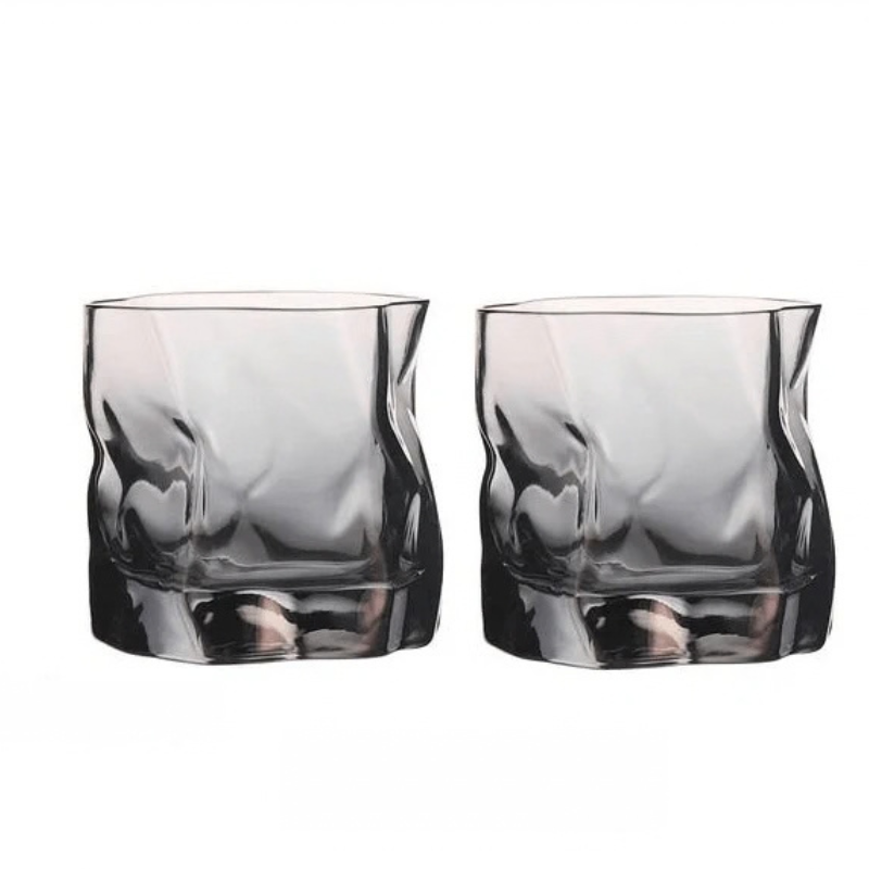Texture Glass Set Durable Borosilicate Glass Set of 2 - 09
