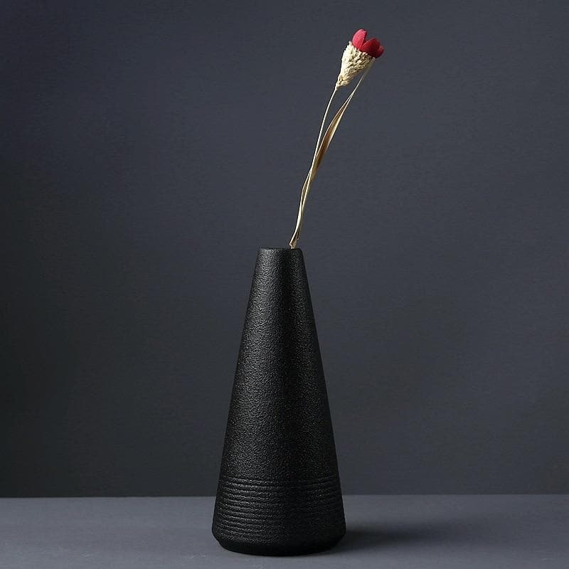 Textured Black Ceramic Vase - Elegant Home Décor for Any Space 2