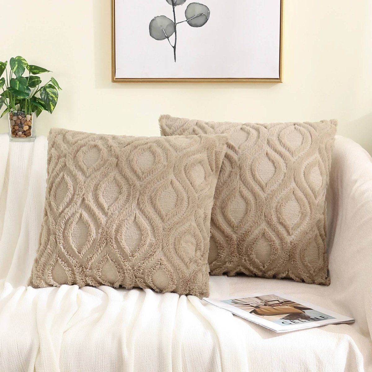 Textured Couch Cushion Covers - Durable Cotton, Easy Care & Elegant Style 2
