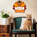 Thanksgiving Door Sign - Cheerful Turkey with Autumn Decor 2