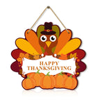 Thanksgiving Door Sign - Cheerful Turkey with Autumn Decor 5