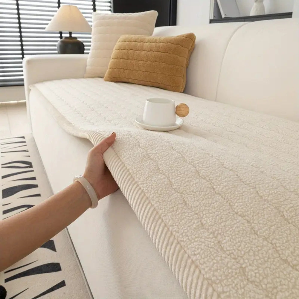Thick Plush Sofa Cover - Soft Non-Slip Couch Slipcover for Dogs, Machine Washable Microfiber Protection 1