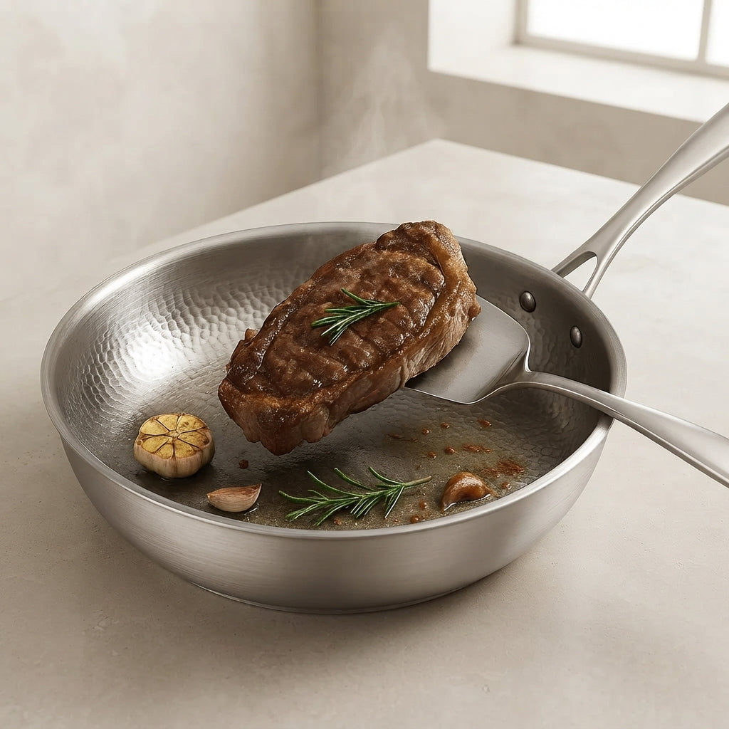 Titanium Frying Pan 304 Stainless Steel 3-Layer 5.5 cm 01