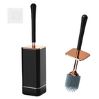 Toilet Brush Set Silicone Flexible Bristles 41 cm Wall Mount or Floor Stand 1