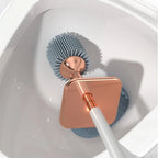 Toilet Brush Set Silicone Flexible Bristles 41 cm Wall Mount or Floor Stand 5