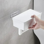 Toilet Paper Holder - Black 2-in-1 Dispenser with Shelf & Storage Box 1