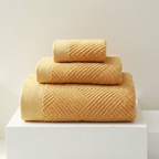Towel Set Cotton 3 Piece Jacquard Weave Bath Hand Washcloth