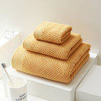 Towel Set Cotton 3 Piece Jacquard Weave Bath Hand Washcloth 1