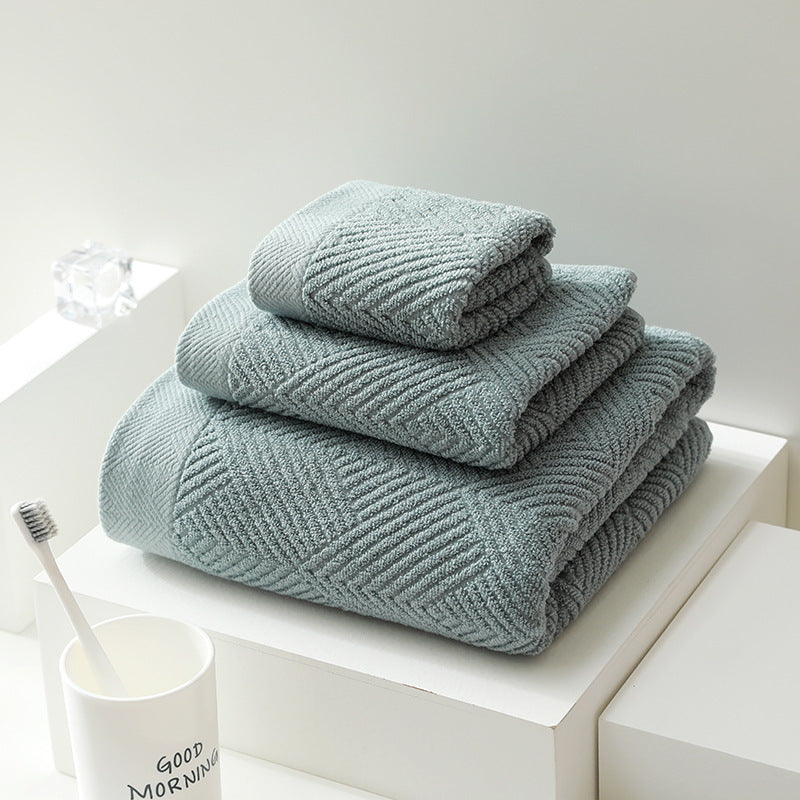 Towel Set Cotton 3 Piece Jacquard Weave Bath Hand Washcloth 10