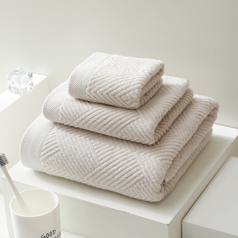 Towel Set Cotton 3 Piece Jacquard Weave Bath Hand Washcloth 11