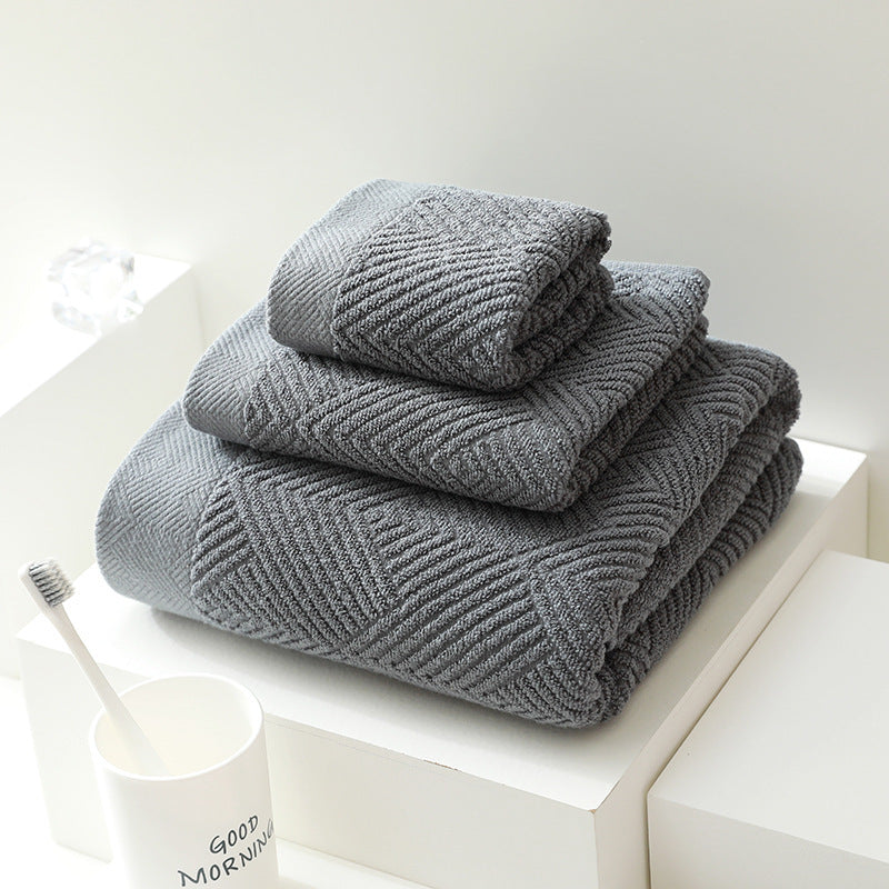 Towel Set Cotton 3 Piece Jacquard Weave Bath Hand Washcloth 12