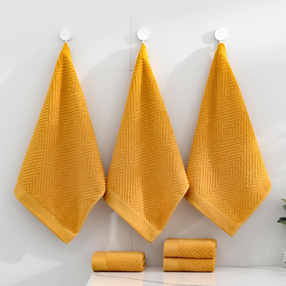 Towel Set Cotton 3 Piece Jacquard Weave Bath Hand Washcloth 7