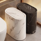 Trash Can Plastic Oval 29 x 29 x 14.5 cm Marble Pattern Lid, Space-Saving Design 10