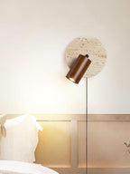 Travertine Cylinder Wall Sconce - Modern Wall Lighting with Pull-Chain Switch 0