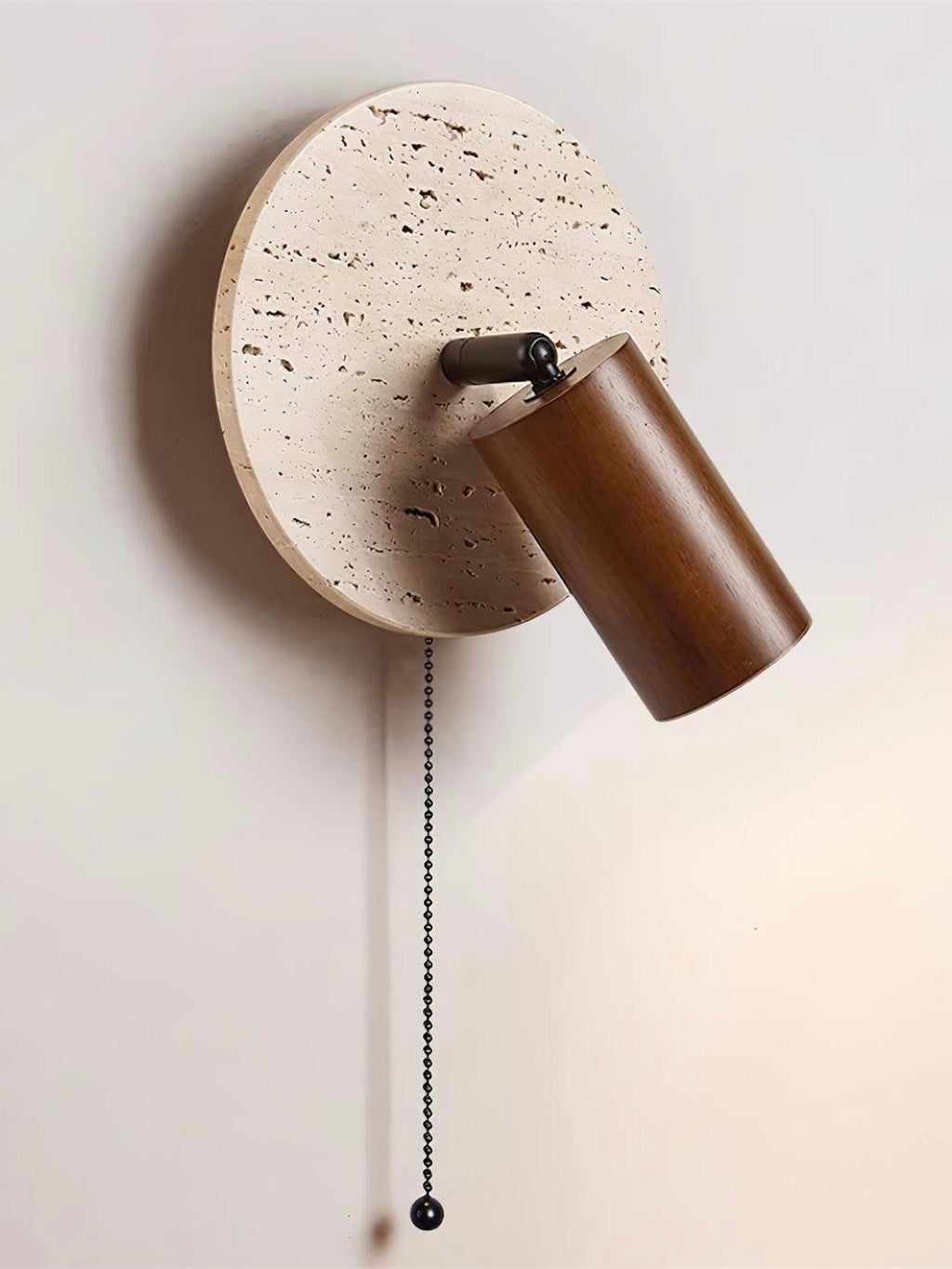 Travertine Cylinder Wall Sconce - Modern Wall Lighting with Pull-Chain Switch 3
