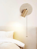 Travertine Cylinder Wall Sconce - Modern Wall Lighting with Pull-Chain Switch 6