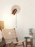 Travertine Cylinder Wall Sconce - Modern Wall Lighting with Pull-Chain Switch 7