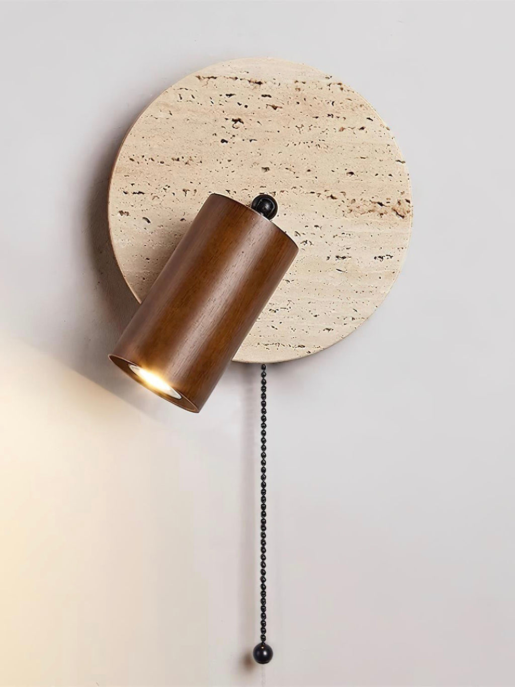 Travertine Cylinder Wall Sconce - Modern Wall Lighting with Pull-Chain Switch 9