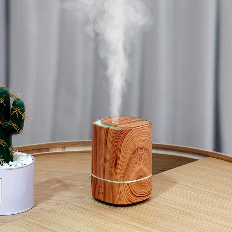 Compact Humdifier Table Top Ultrasonic Humidifier Wood Style Finish Cool Mist LED Light Compact Ta ...