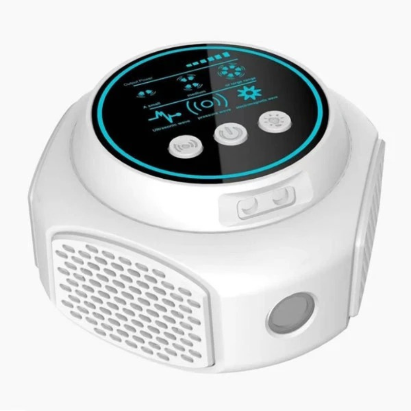 White electronic device with digital display on a white background