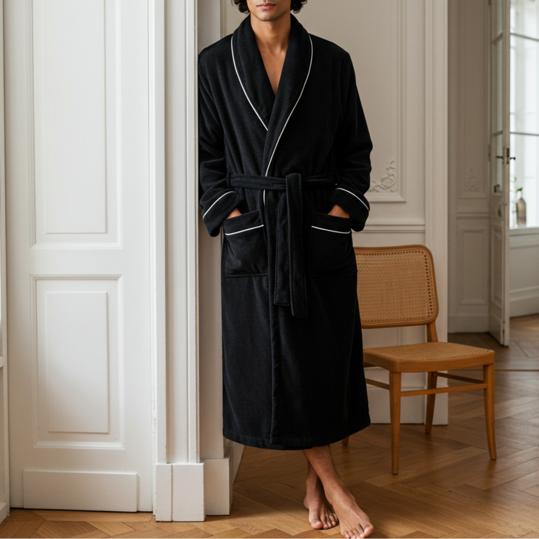 Unisex Plush Spa Bathrobe - Cozy Adjustable Fit with Front Pockets 5