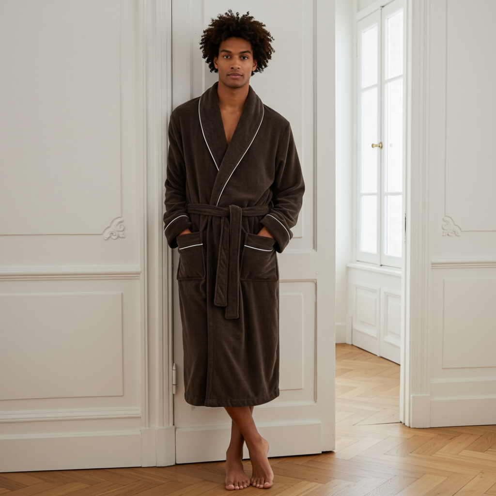 Unisex Plush Spa Bathrobe - Cozy Adjustable Fit with Front Pockets 7