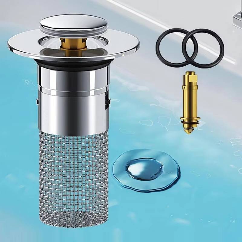 Universal Bathroom Sink Drain Stopper with Odor Block and Fast-Flow Drainage – Stainless Steel Mesh and Silicone Seal 5