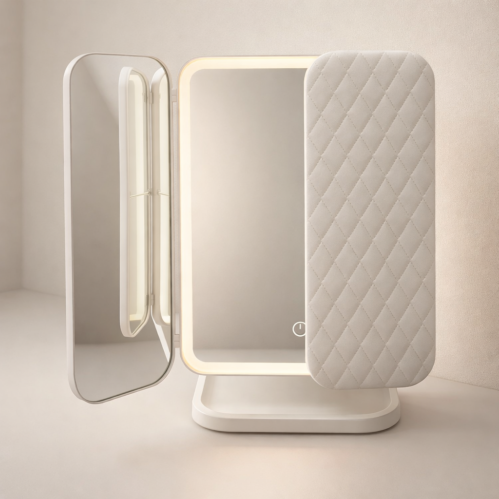 Vanity Mirror LED Lights USB C Rechargeable Dual Magnification Foldable 1