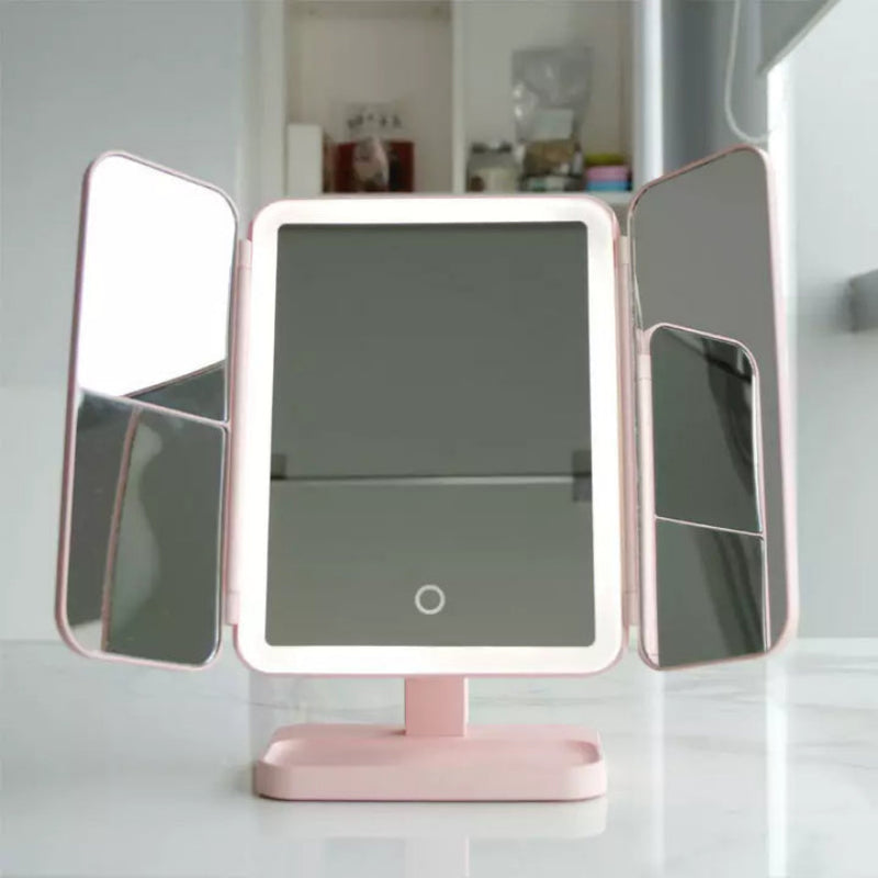 Vanity Mirror LED Lights USB C Rechargeable Dual Magnification Foldable 3