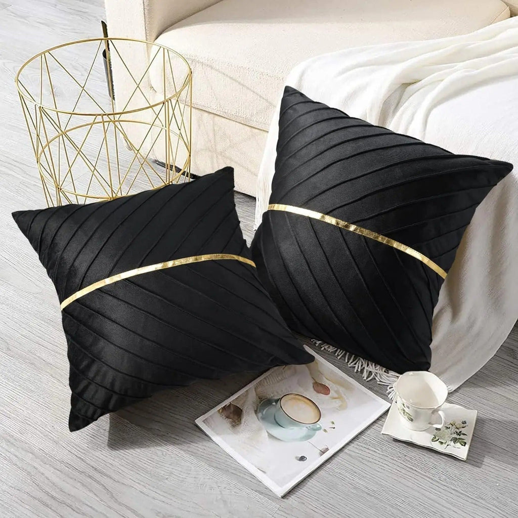 Velvet Cushion Cover - Soft Gold Sequin Design for Chic Home Decor 0