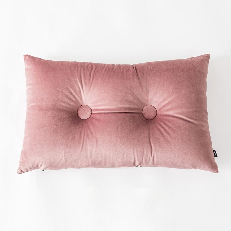 Velvet Cushion Pillow - Soft Velvet with Button Center in Pastel Tones 12