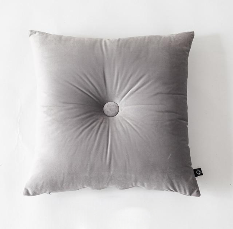 Velvet Cushion Pillow - Soft Velvet with Button Center in Pastel Tones 17
