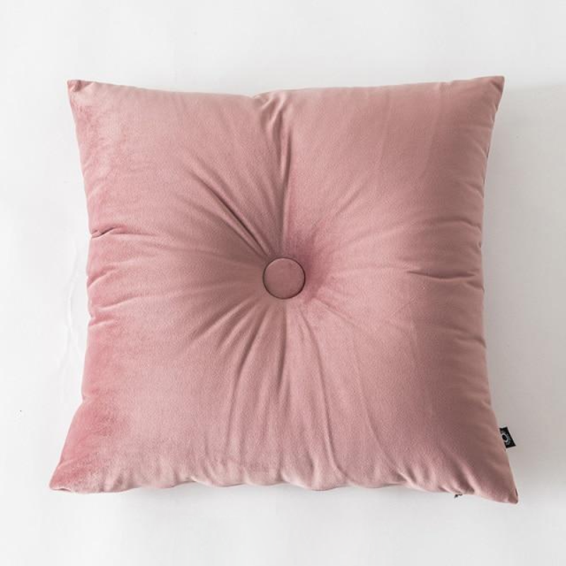 Velvet Cushion Pillow - Soft Velvet with Button Center in Pastel Tones 18