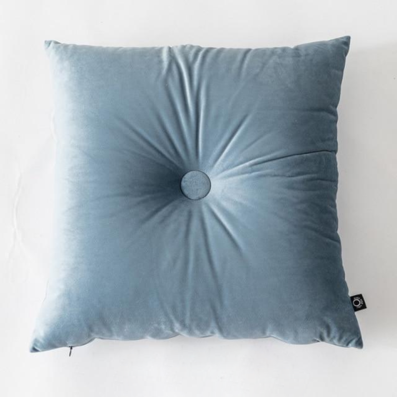 Velvet Cushion Pillow - Soft Velvet with Button Center in Pastel Tones 19