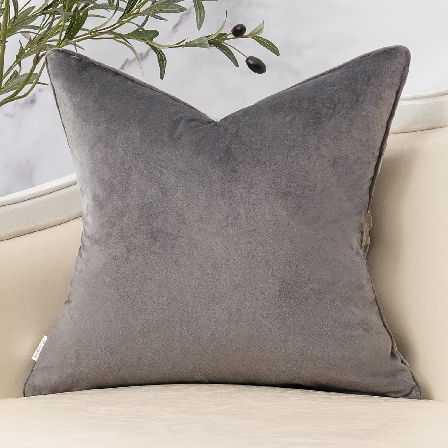 Velvet Throw Pillow Cover 18x18 - Soft, Modern Decorative Accent 1