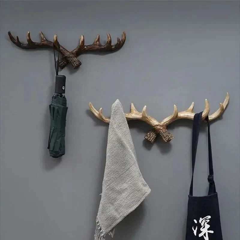 Vintage Antler Wall Mounted Coat Rack - Stylish Rustic Coat Hooks for Wall 3