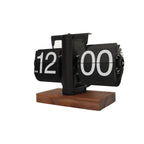 Vintage Flip Down Clock - Elegant Walnut Wood with Mechanical Precision 0