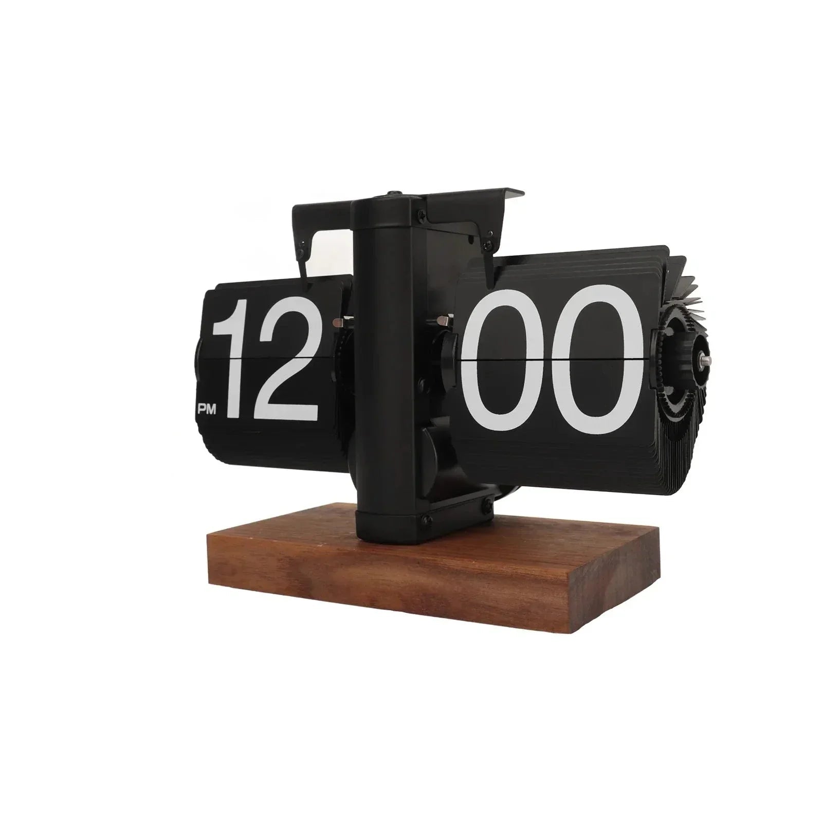 Vintage Flip Down Clock - Elegant Walnut Wood with Mechanical Precision 0