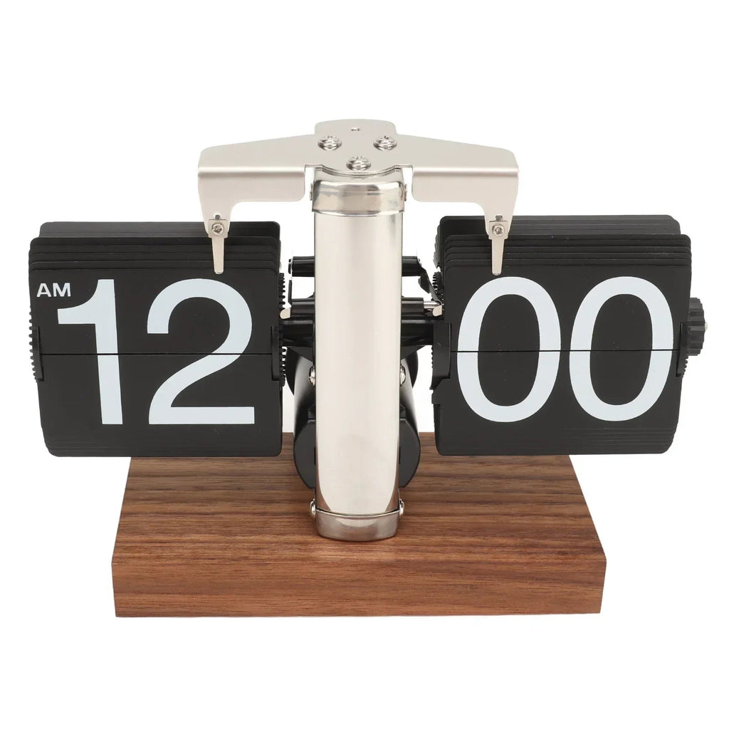Vintage Flip Down Clock - Elegant Walnut Wood with Mechanical Precision 2