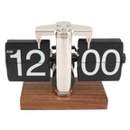 Vintage Flip Down Clock - Elegant Walnut Wood with Mechanical Precision 2