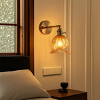 Vintage Floral Glass Wall Sconce Light – Elegant Design for Hallway and Bedroom, Warm Ambient Glow, E27 Base, 3000K 0
