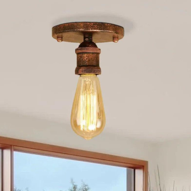 Vintage Flush Mount Ceiling Light - Metal Design for Corridors, E27 Base 2