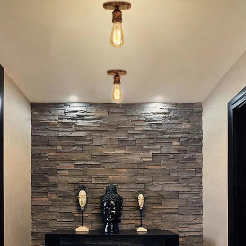 Vintage Flush Mount Ceiling Light - Metal Design for Corridors, E27 Base 3