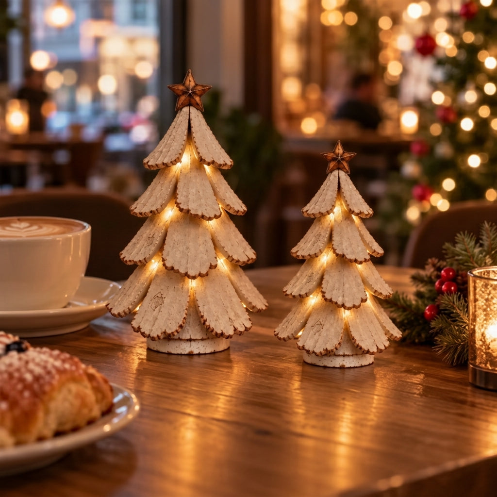Vintage LED Christmas Tree Resin Tabletop Decoration with Remote 2