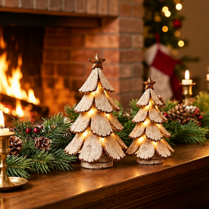 Vintage LED Christmas Tree Resin Tabletop Decoration with Remote 4