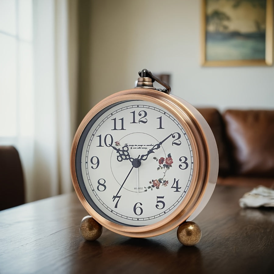 Vintage Metal Alarm Clock - Classic European Design for Timeless Charm 0